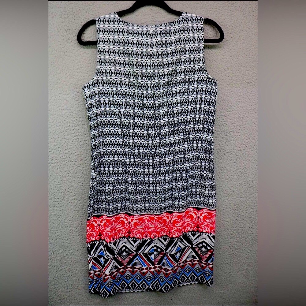 Mario Serrani Italy Sleeveless color block Dress Size 8 Black, White, & Coral